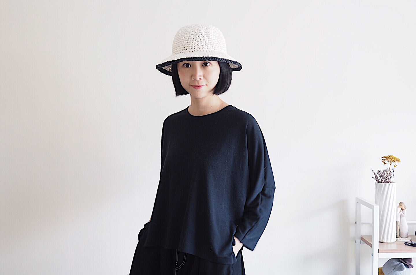 Bucket Straw Hat  |  white